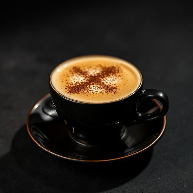 Cappuccino with foam dome and cocoa dusting