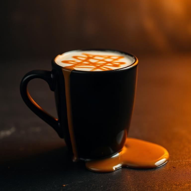 Hot caramel latte with caramel drizzle
