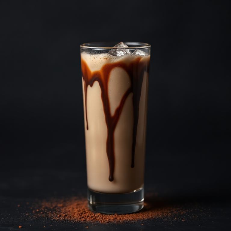 Iced mocha latte with chocolate drizzle