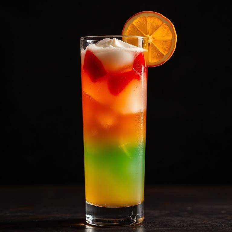 Layered italian soda with fruit syrup and cream