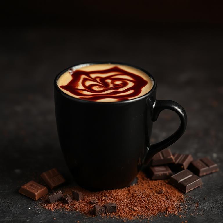 Hot mocha latte with chocolate swirl