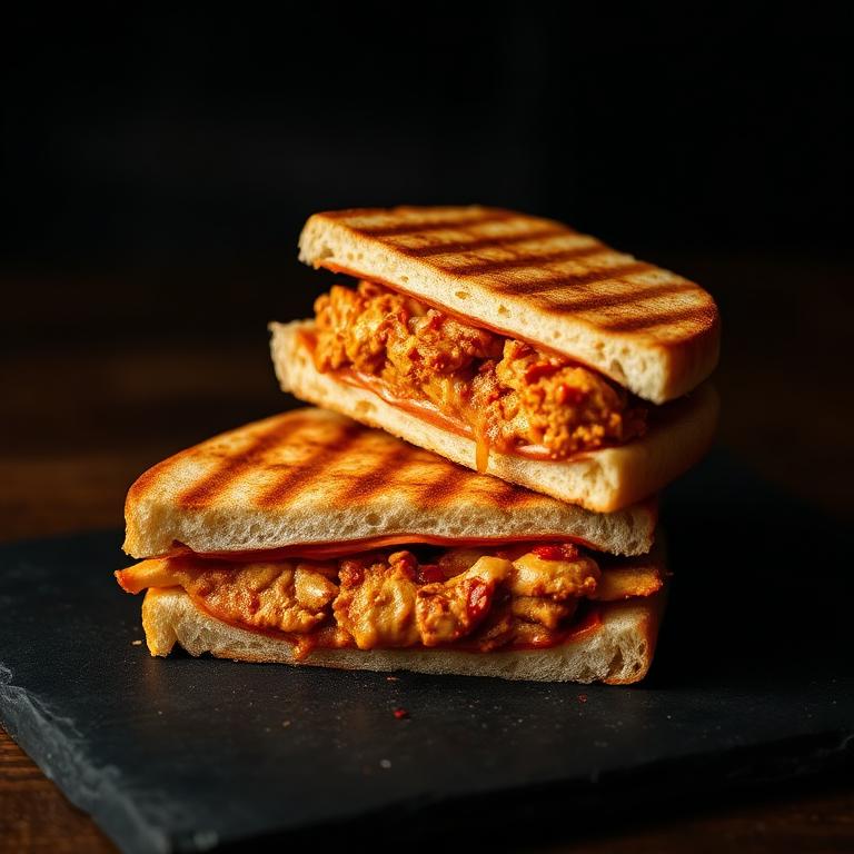Spicy grilled chicken panini with grill marks