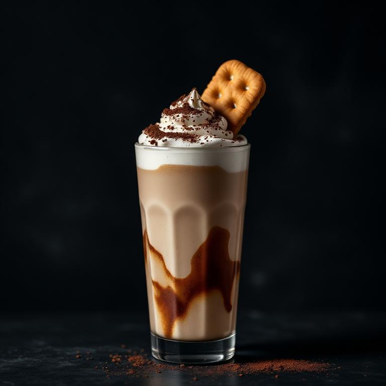 Tiramisu frappe with cocoa dusted cream