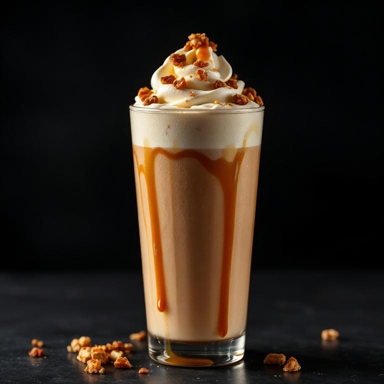 Toffee nut frappe with candied nut crumble