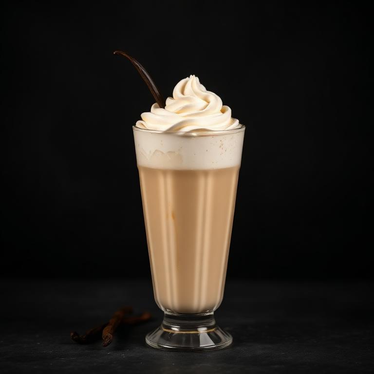 Vanilla frappe with whipped cream and vanilla bean